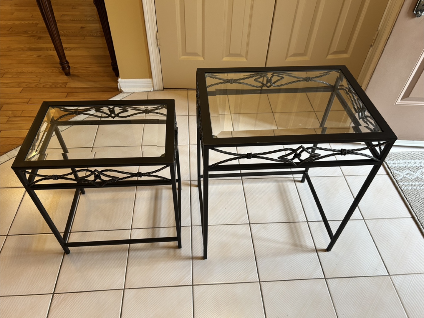 Nesting End Tables - Glass Top, Black Metal Frame - photo 5