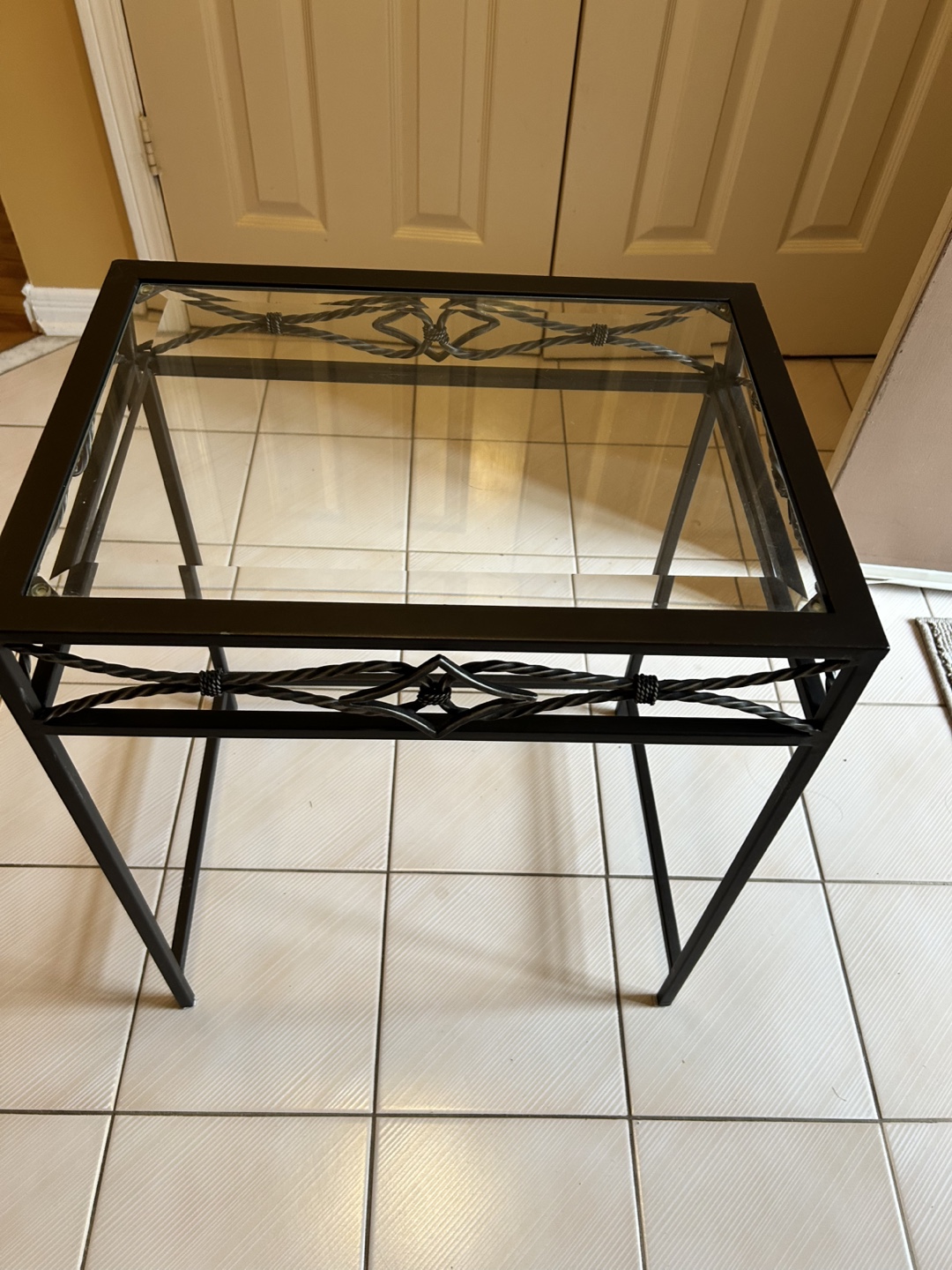 Nesting End Tables - Glass Top, Black Metal Frame - photo 3