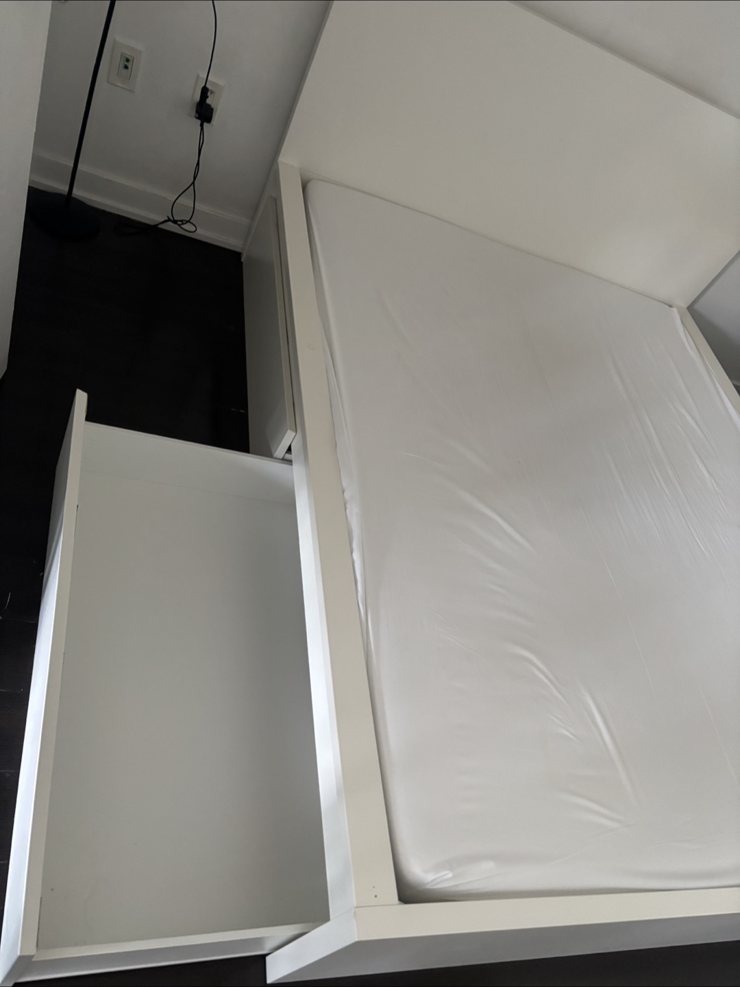 White Platform Bed Frame with Storage - photo 4