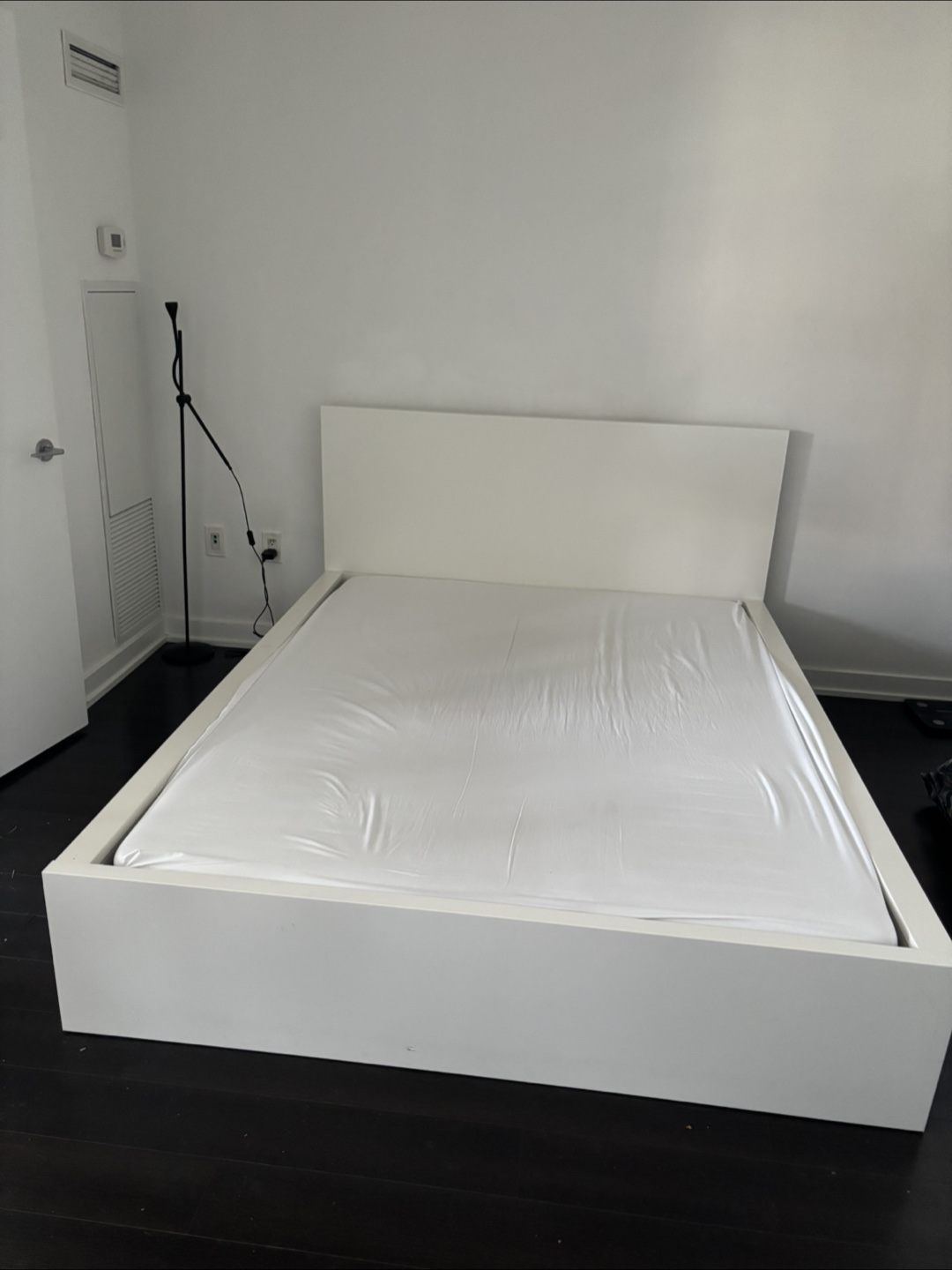 White Platform Bed Frame with Storage