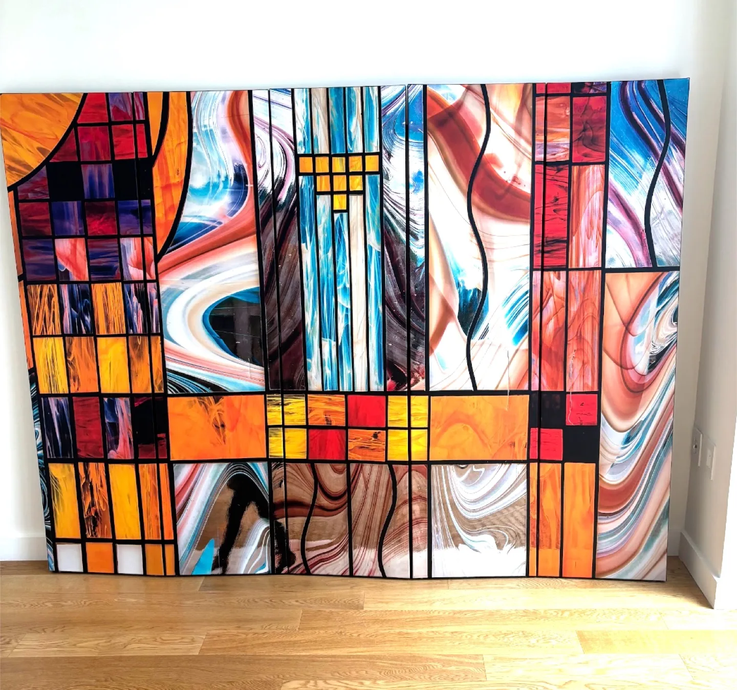Colorful Mosaic Room Divider, Folding Screen thumbnail