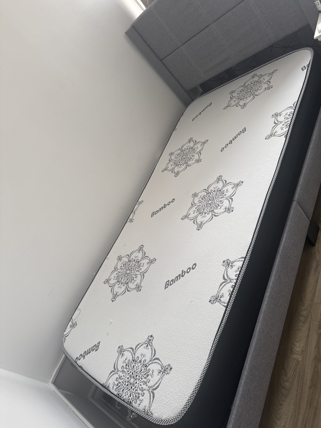 Bamboo Twin Size Mattress & Grey Bed Frame