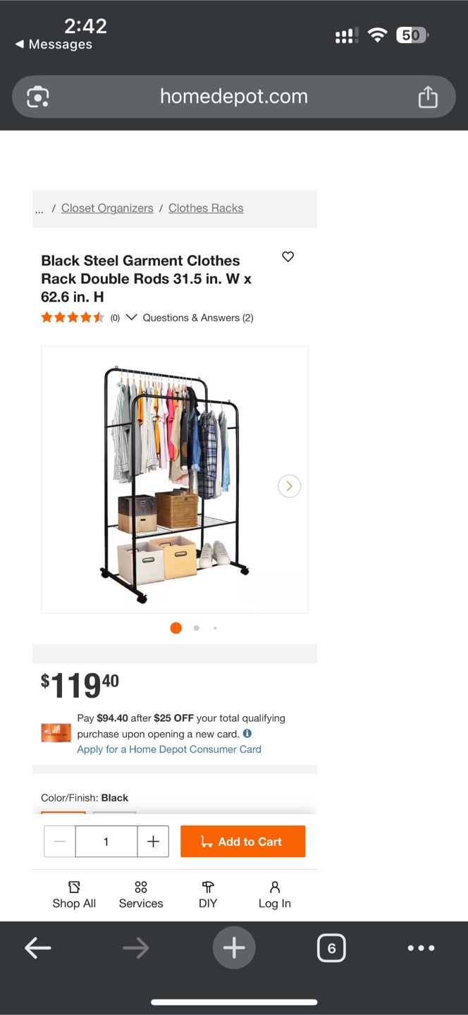 Black Steel Clothes Rack Double Rods and double layer - photo 2