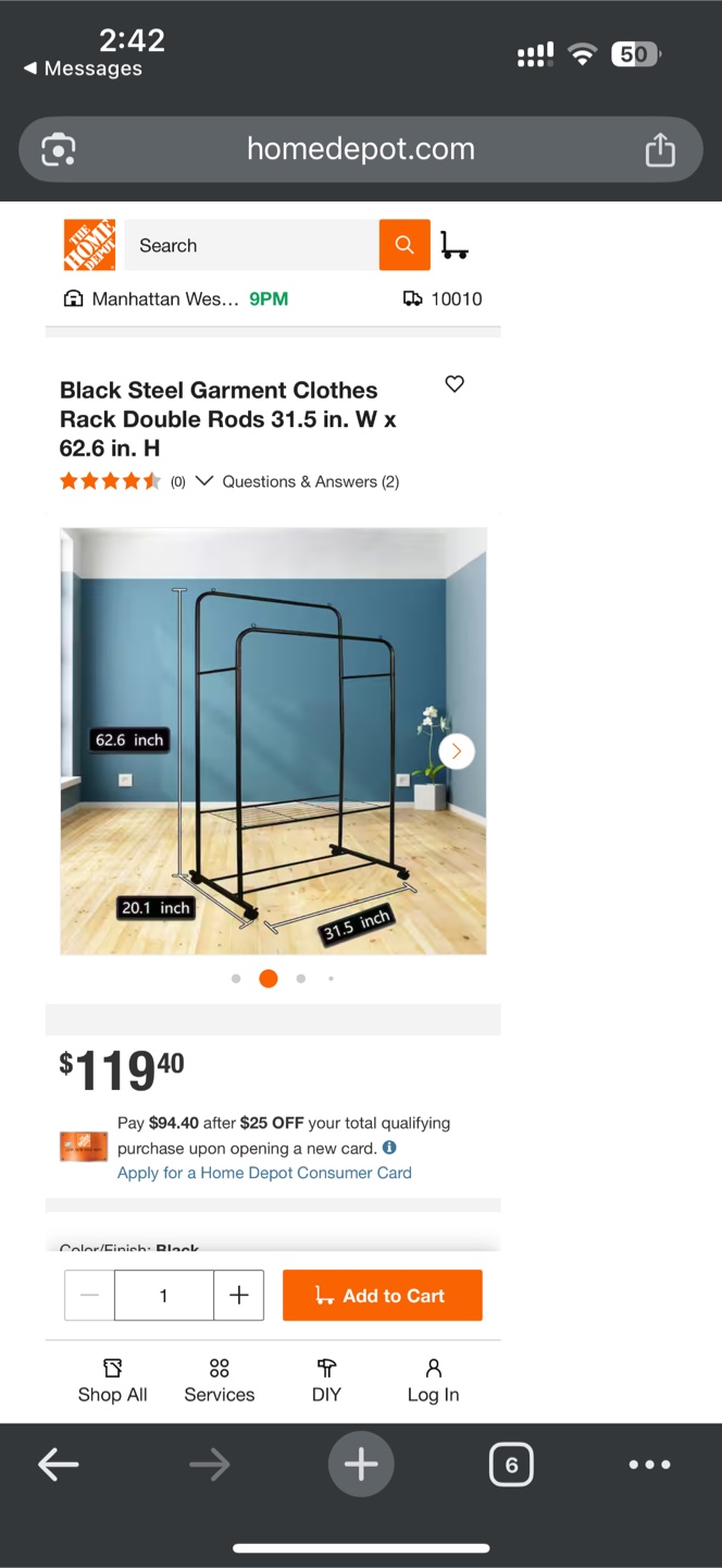 Black Steel Clothes Rack Double Rods and double layer - photo 4