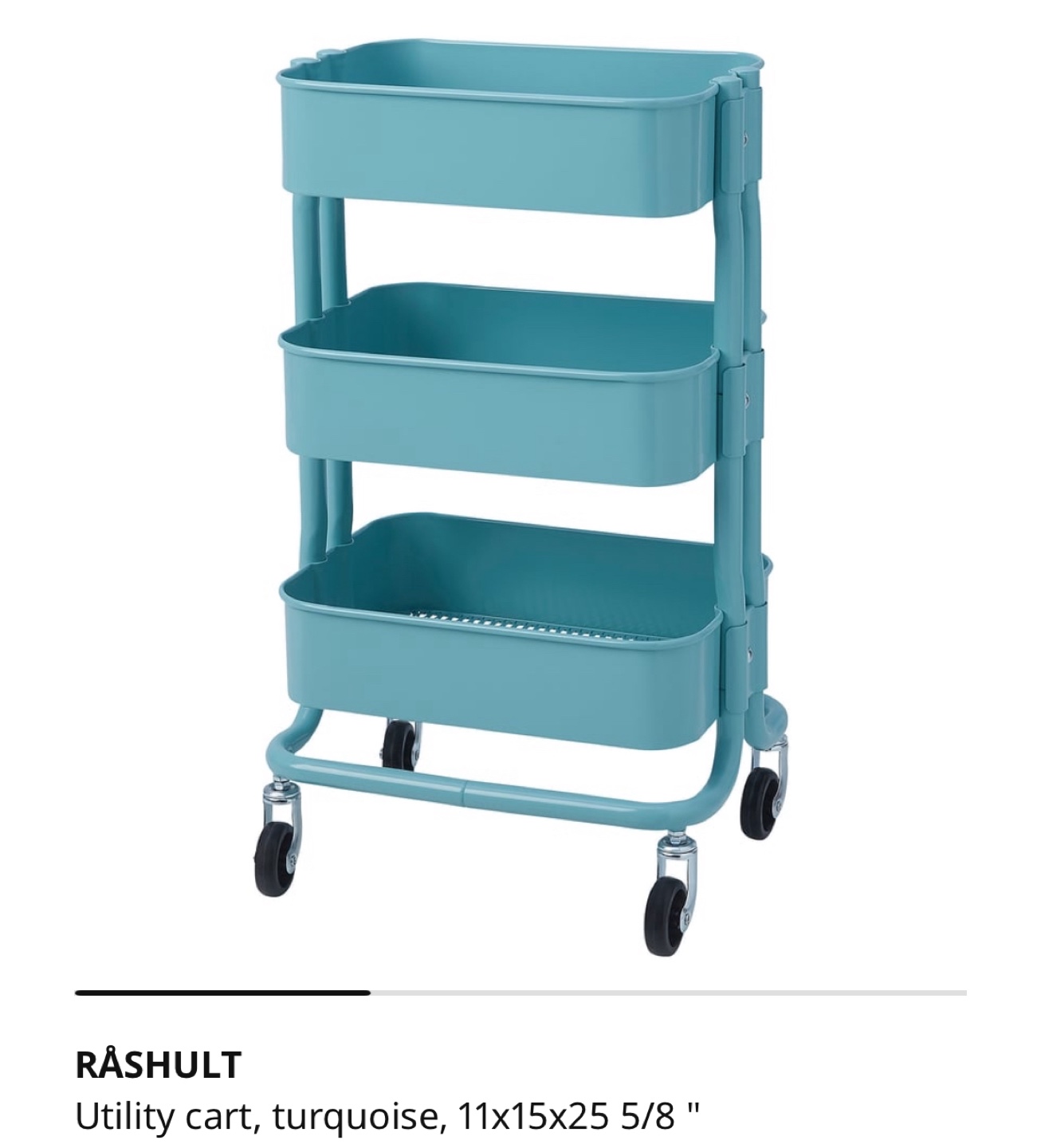 IKEA RÅSHULT Utility Cart - Turquoise
