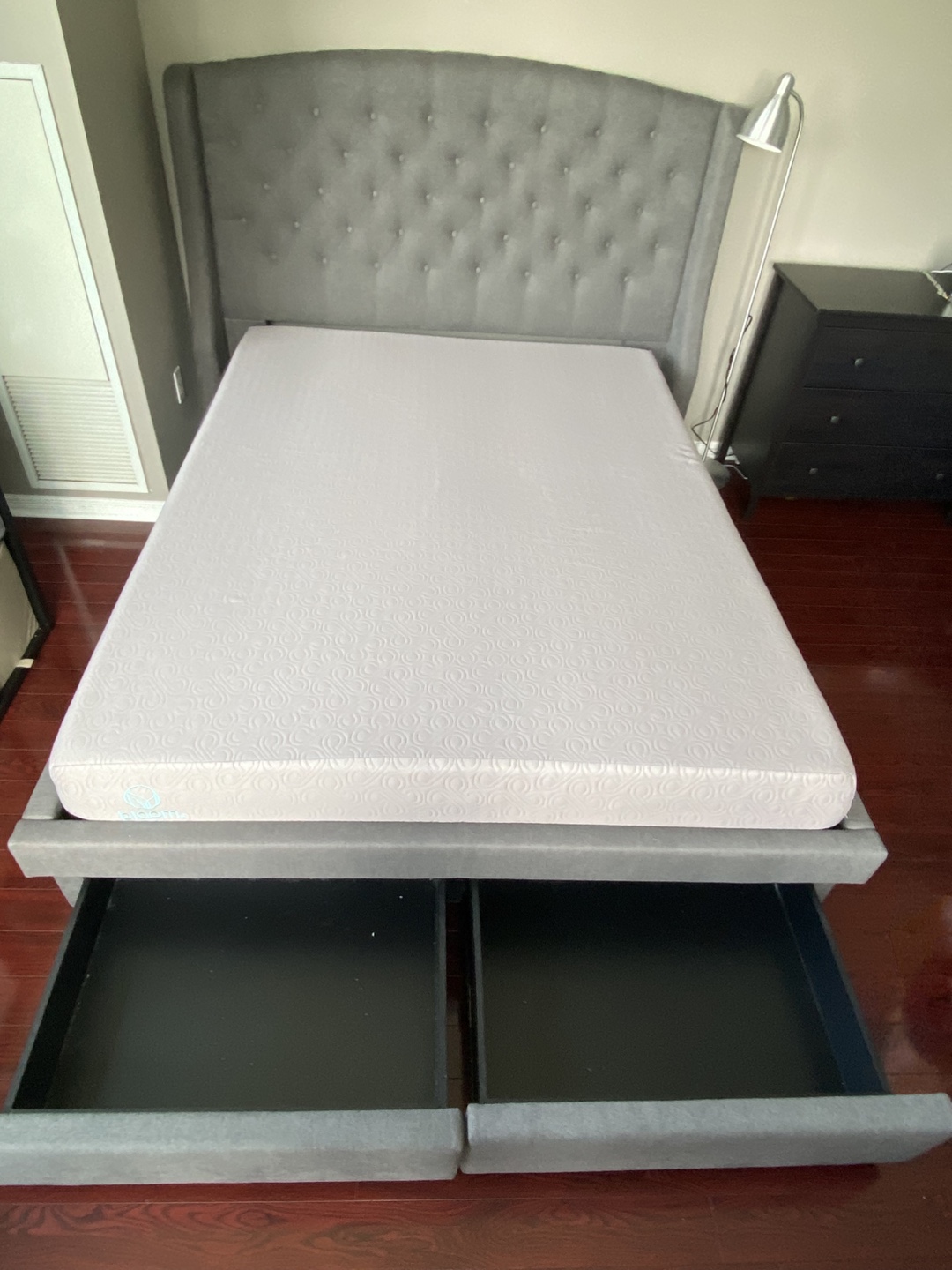 Bloom Mattress & Grey Bed Frame with Storage