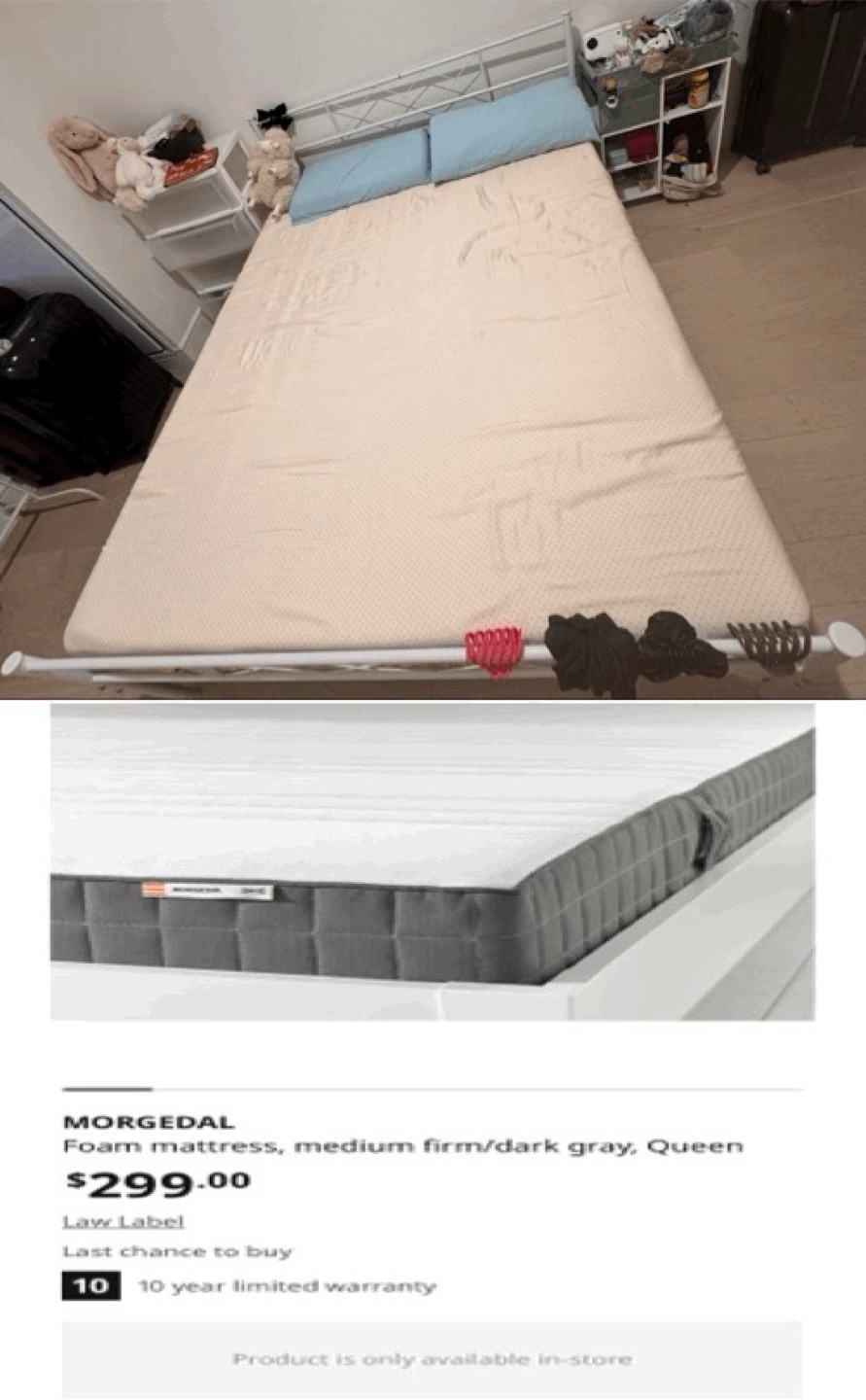 IKEA Morgedal Queen Mattress - Medium Firm, Dark Gray - photo 2