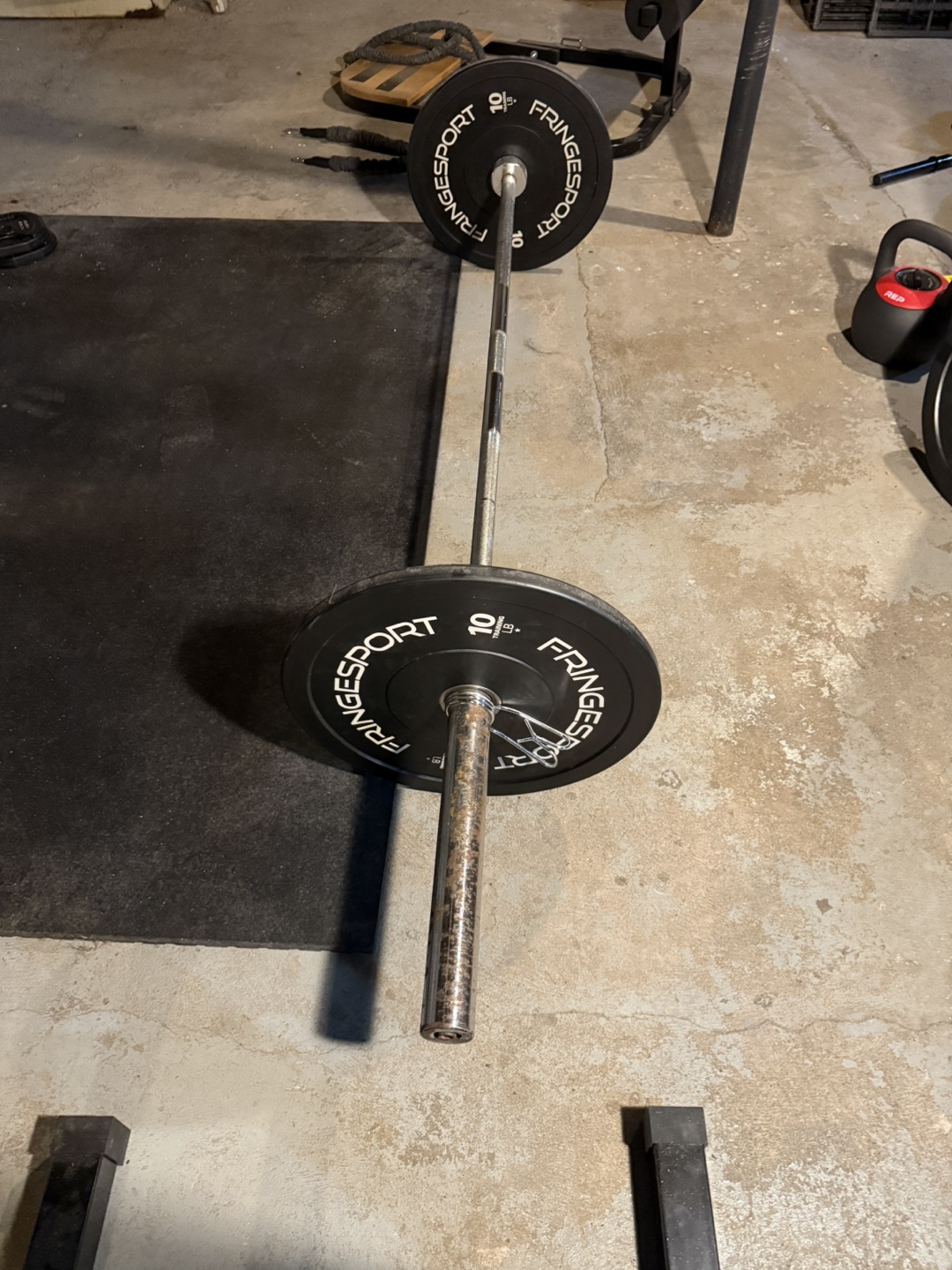 Olympic barbell with three sets of bumper plates - photo 4