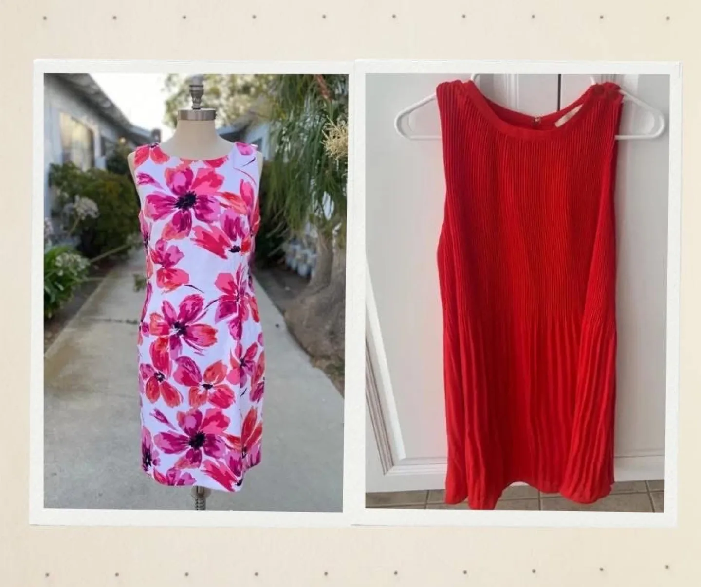 LOFT Red Pleated Tank Top - MP thumbnail