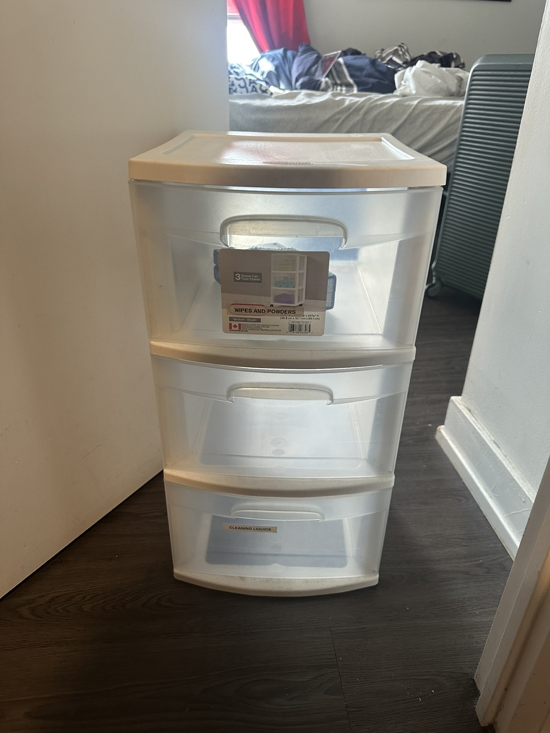 3-Drawer Cart - Wipes & Powders, Cleaning Liquids