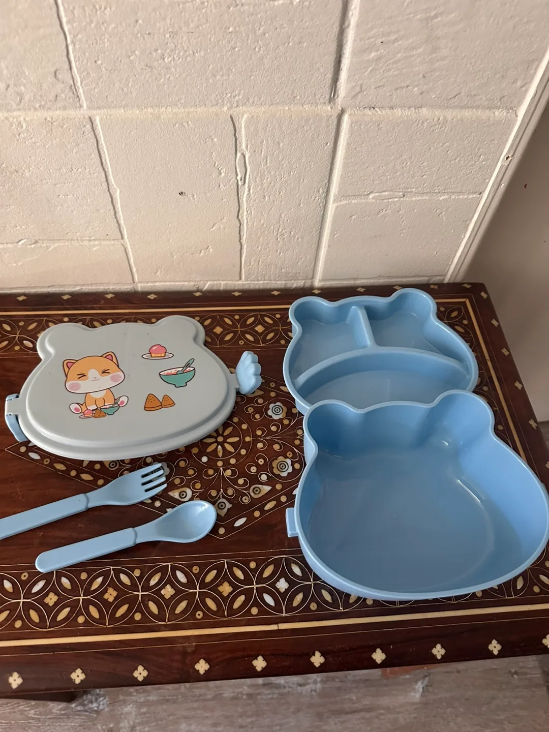 Kids Blue Bear Bento Box & Plate Set thumbnail