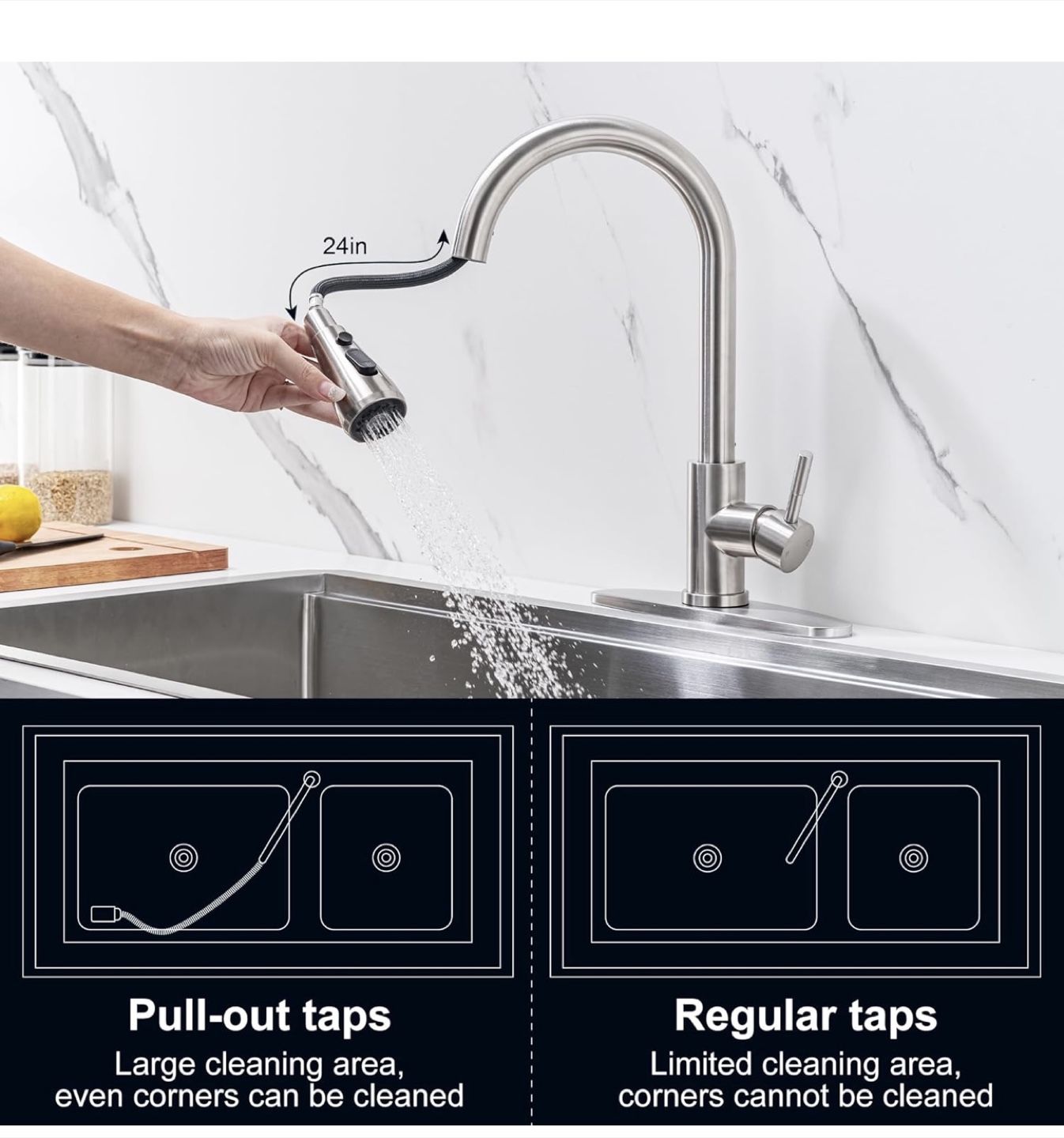 Stainless Steel Pull Out Kitchen Faucet - photo 4