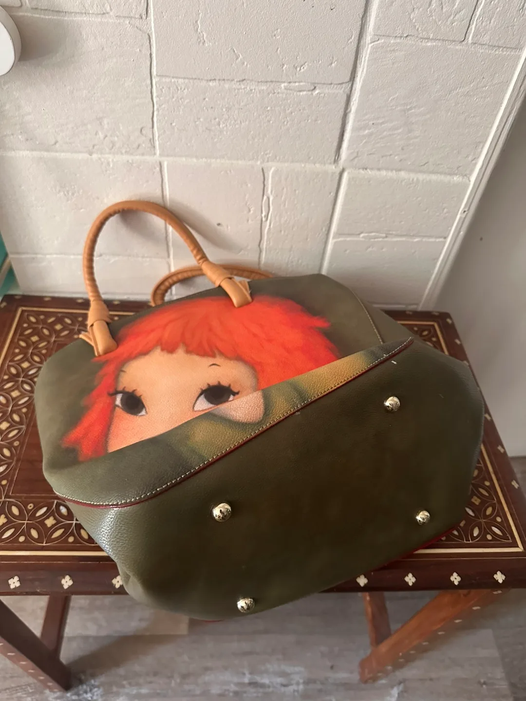 Braccialini Olive Green Leather Tote Bag image indicator(3)