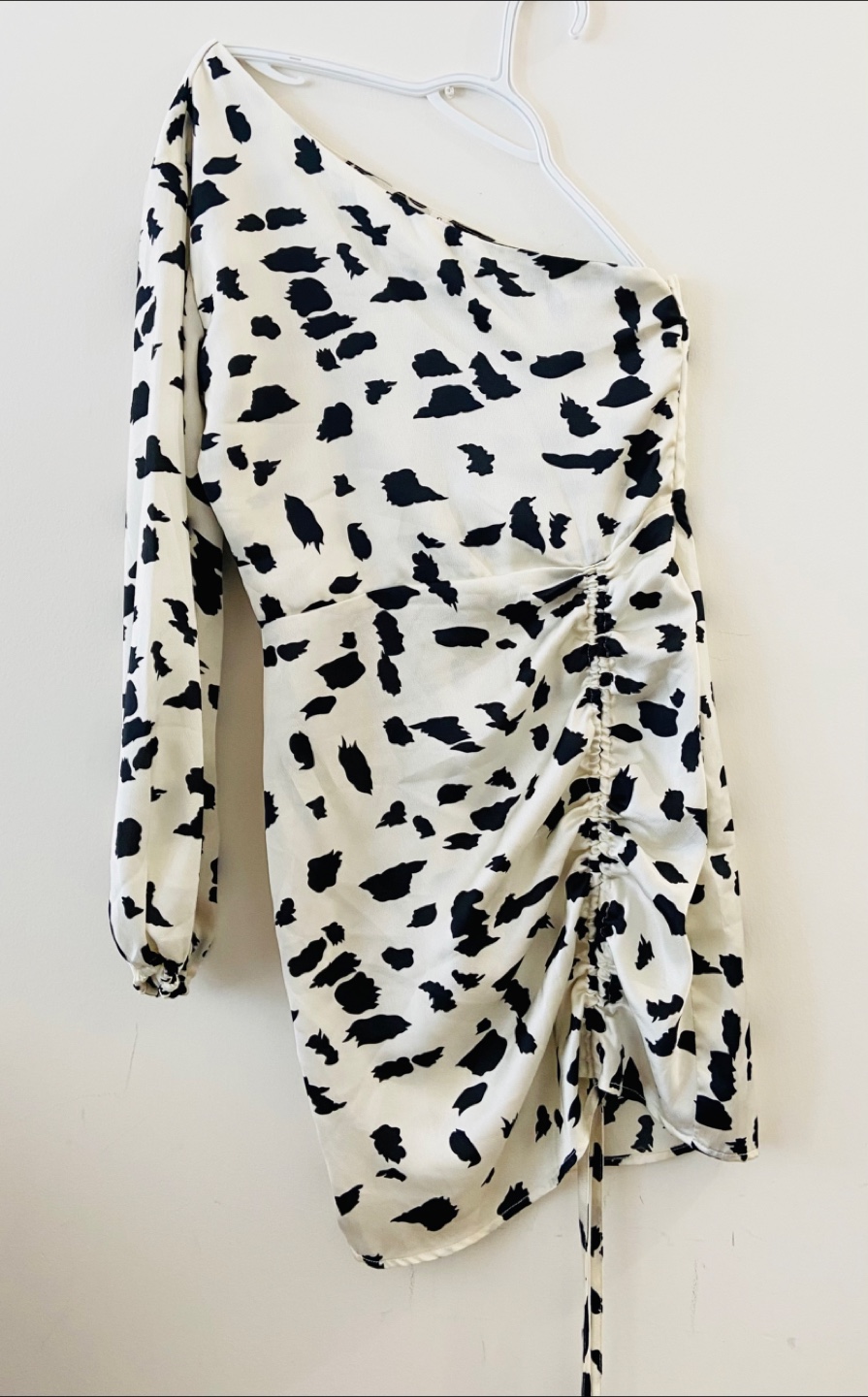Dalmatian Print One-Shoulder Dress