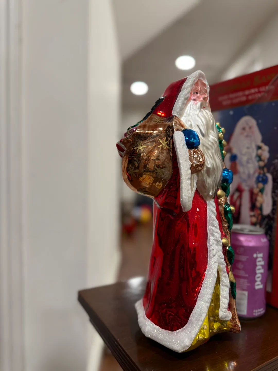 Victorian Santa Hand Painted Blown Glass Ornament thumbnail