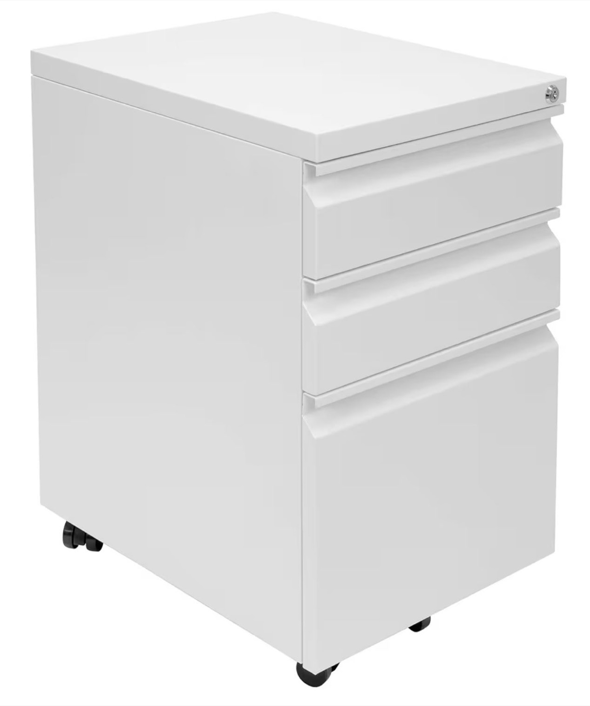 White Metal 3-Drawer Rolling File Cabinet