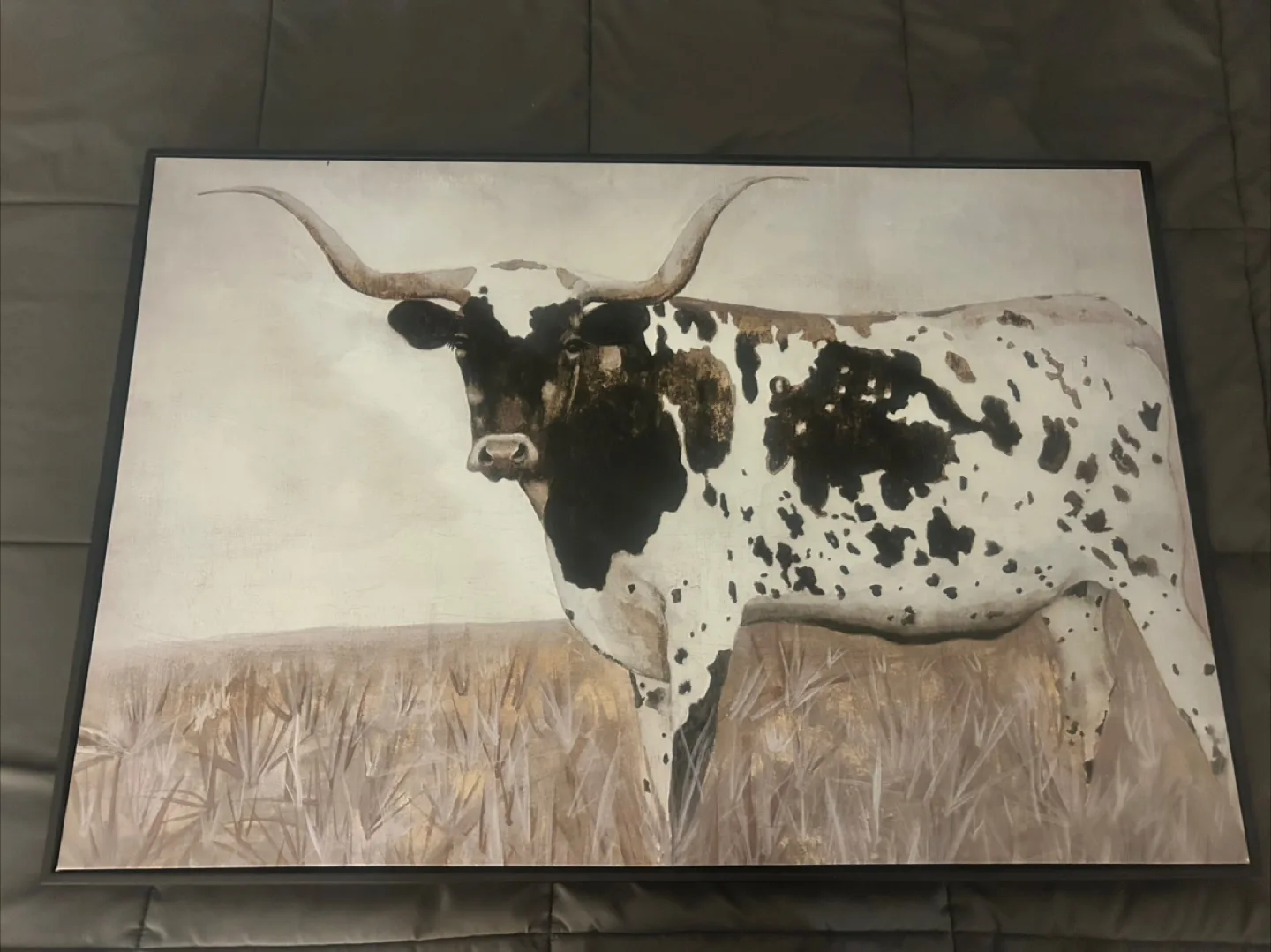 Longhorn Cow Framed Canvas Print thumbnail