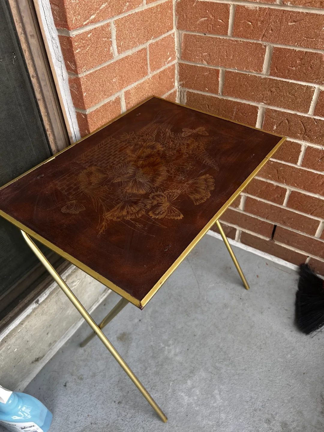 Vintage Brown & Gold Accent Table thumbnail