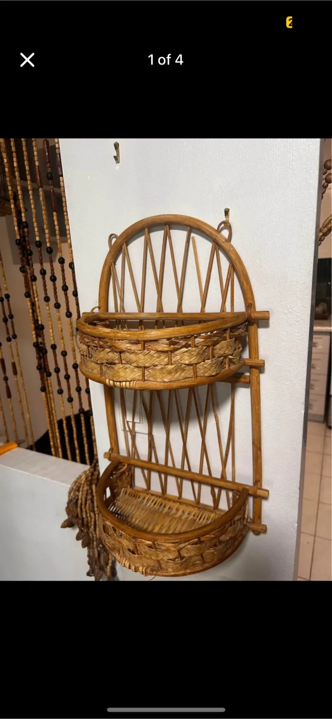 Woven Wicker Wall Shelf MOVING SALE !!! thumbnail
