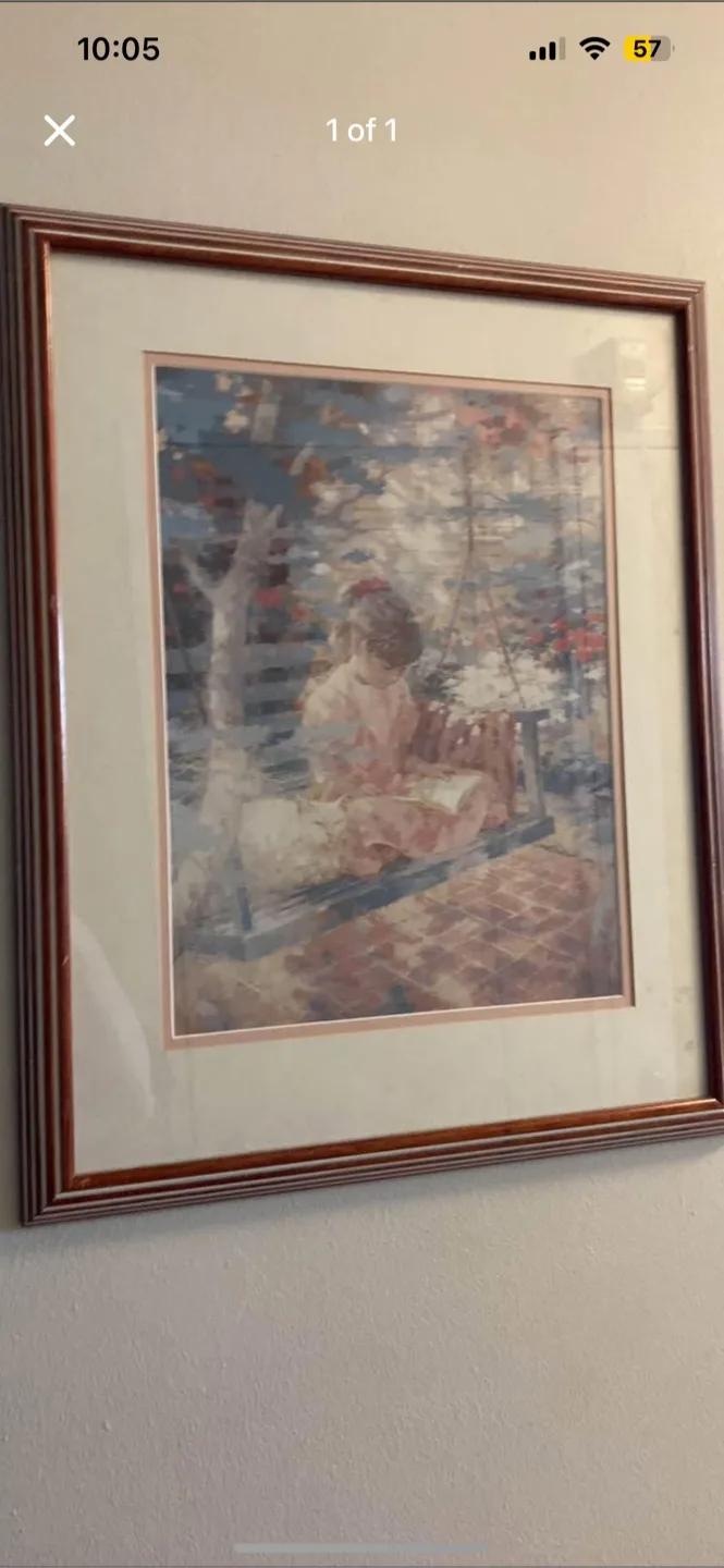 Framed Print of Woman on Swing thumbnail
