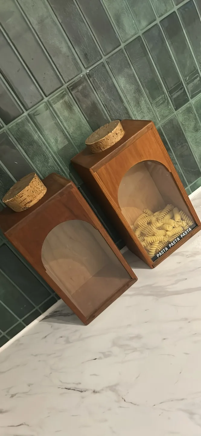 Wooden Pasta Jars with Cork Lids vintage cherry wood thumbnail