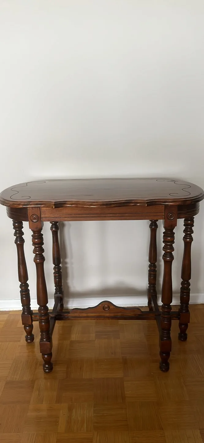 Antique Style Dark Wood Accent Table thumbnail