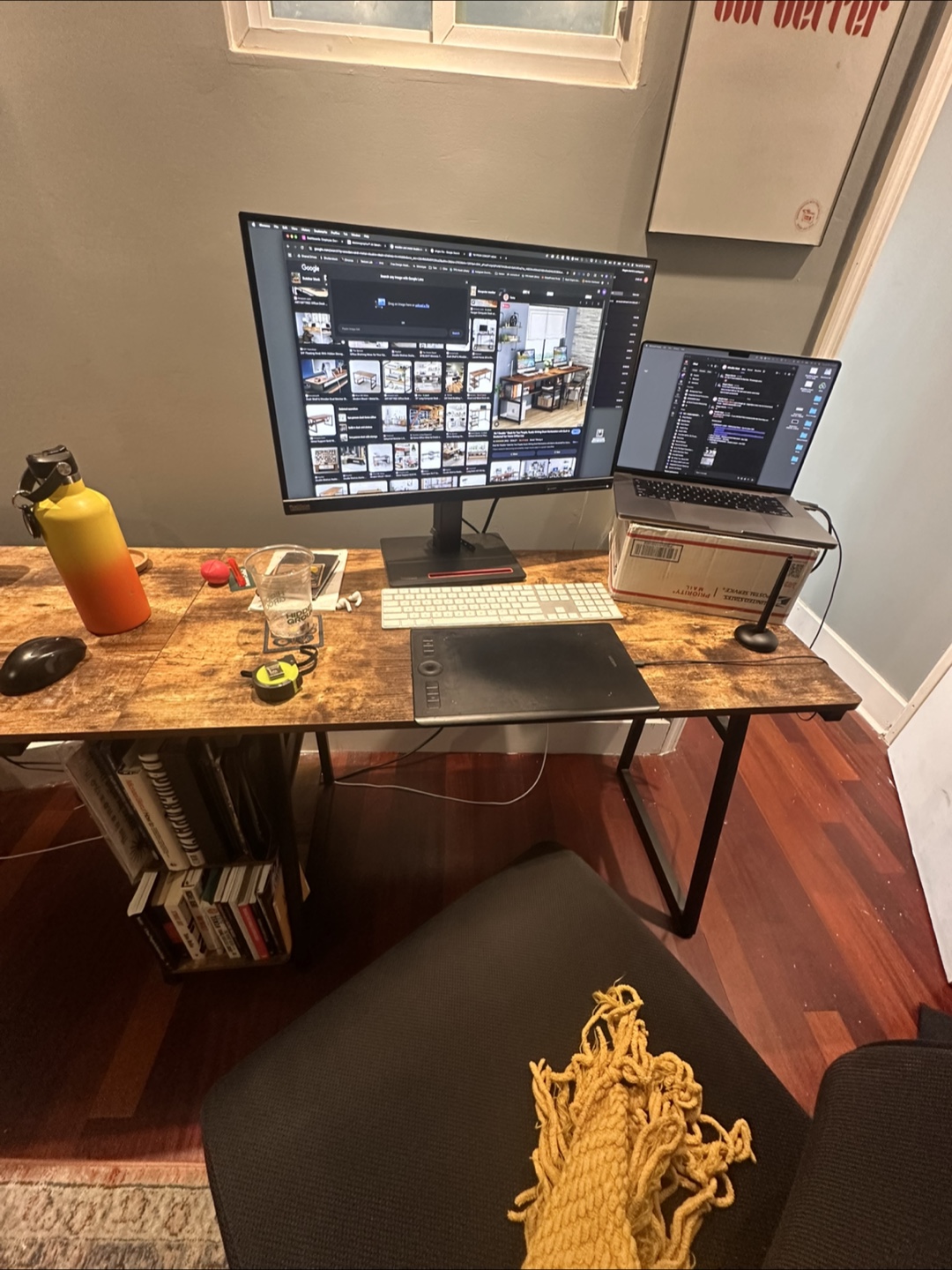 Double workstation Computer Desk with Shelves - photo 4