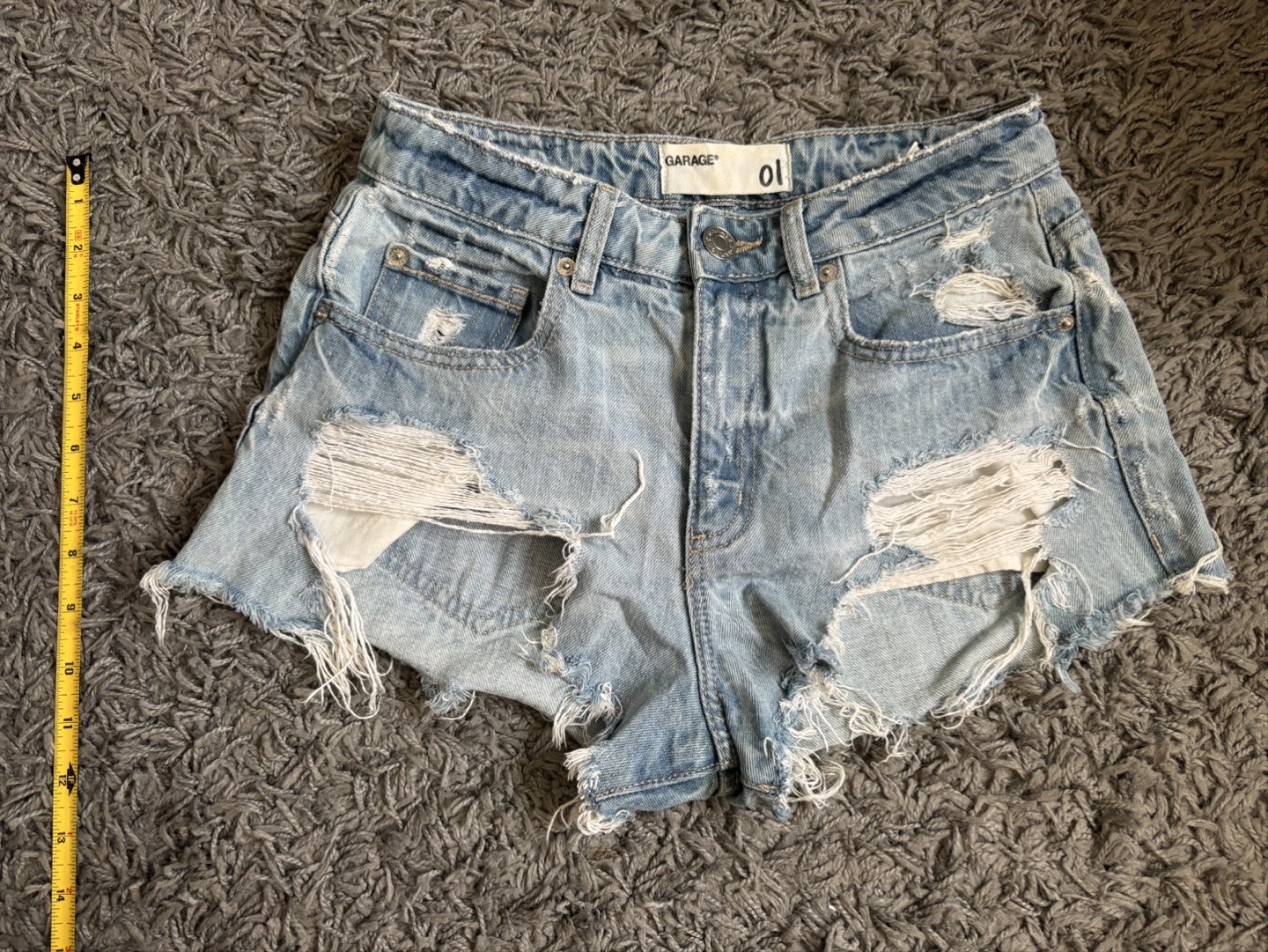 Garage distressed denim shorts