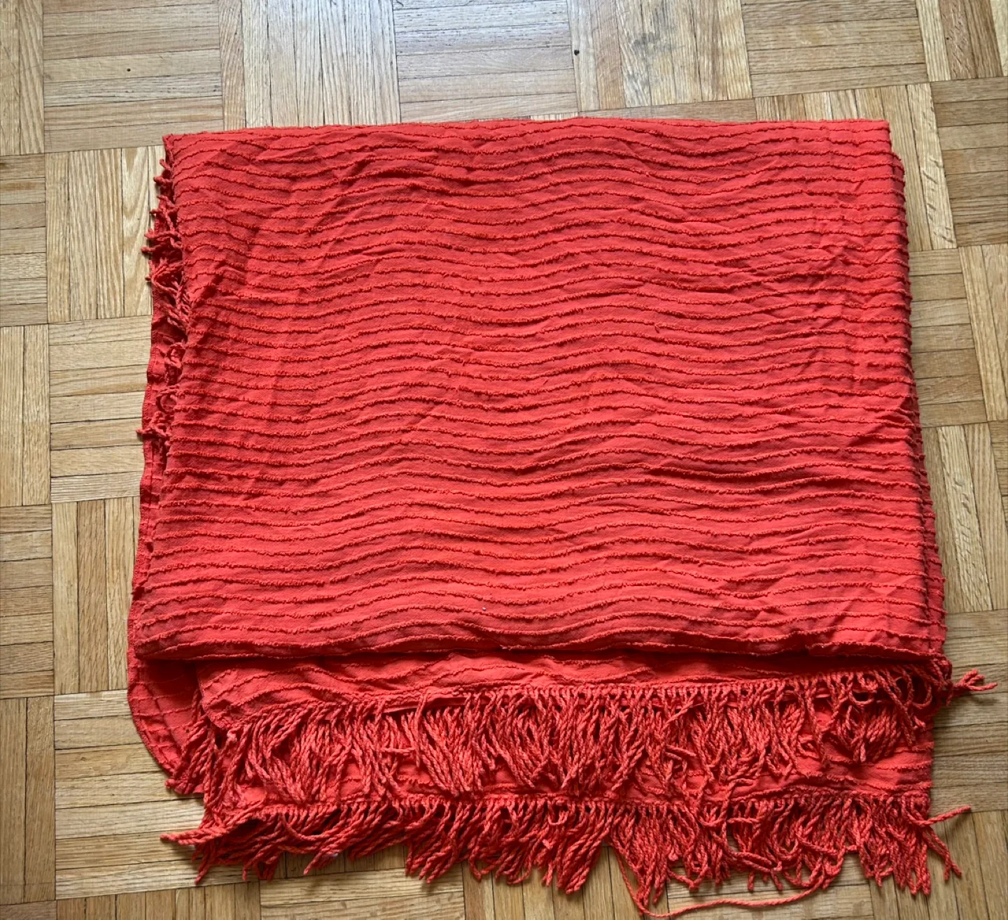 Vintage Orange chenille Throw Blanket with Fringe thumbnail