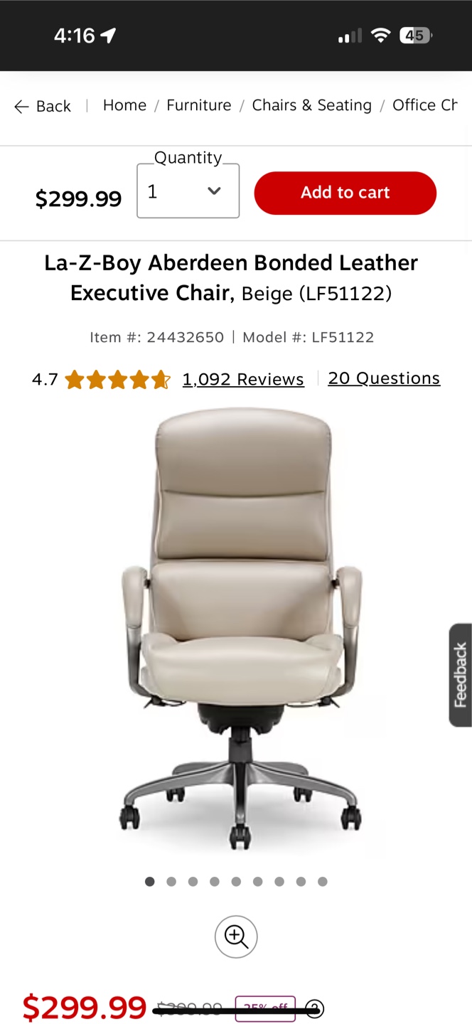 La-Z-Boy Aberdeen Beige Executive Chair - photo 4