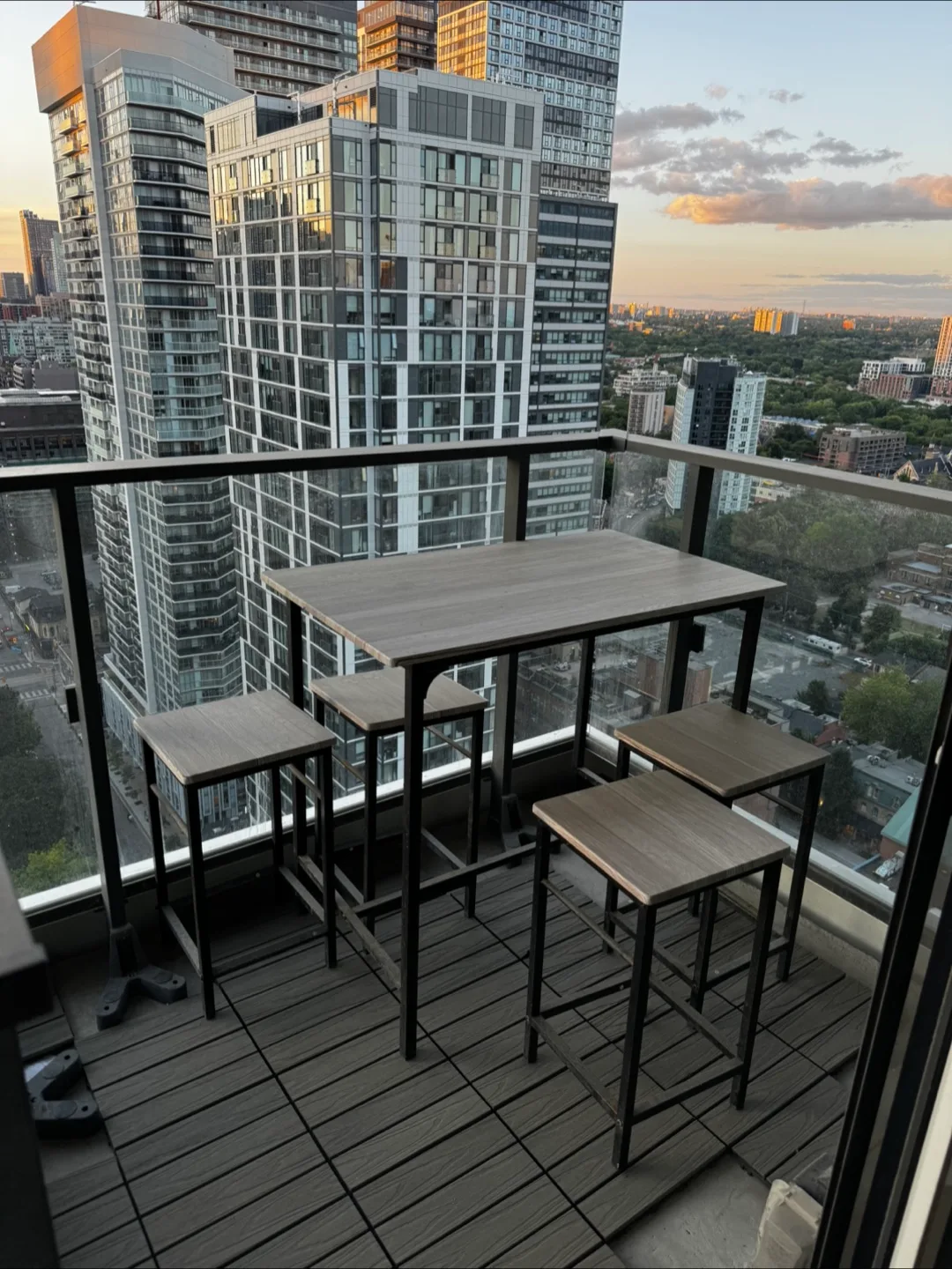 Outdoor Bar Table Set with 4 Stools thumbnail