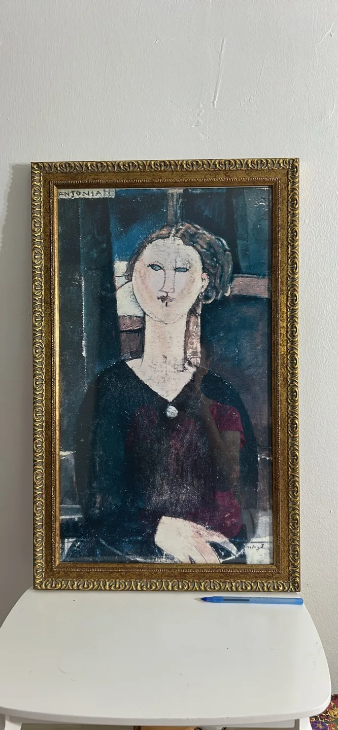 Vintage Framed Art Print - Amedeo Modigliani Style thumbnail