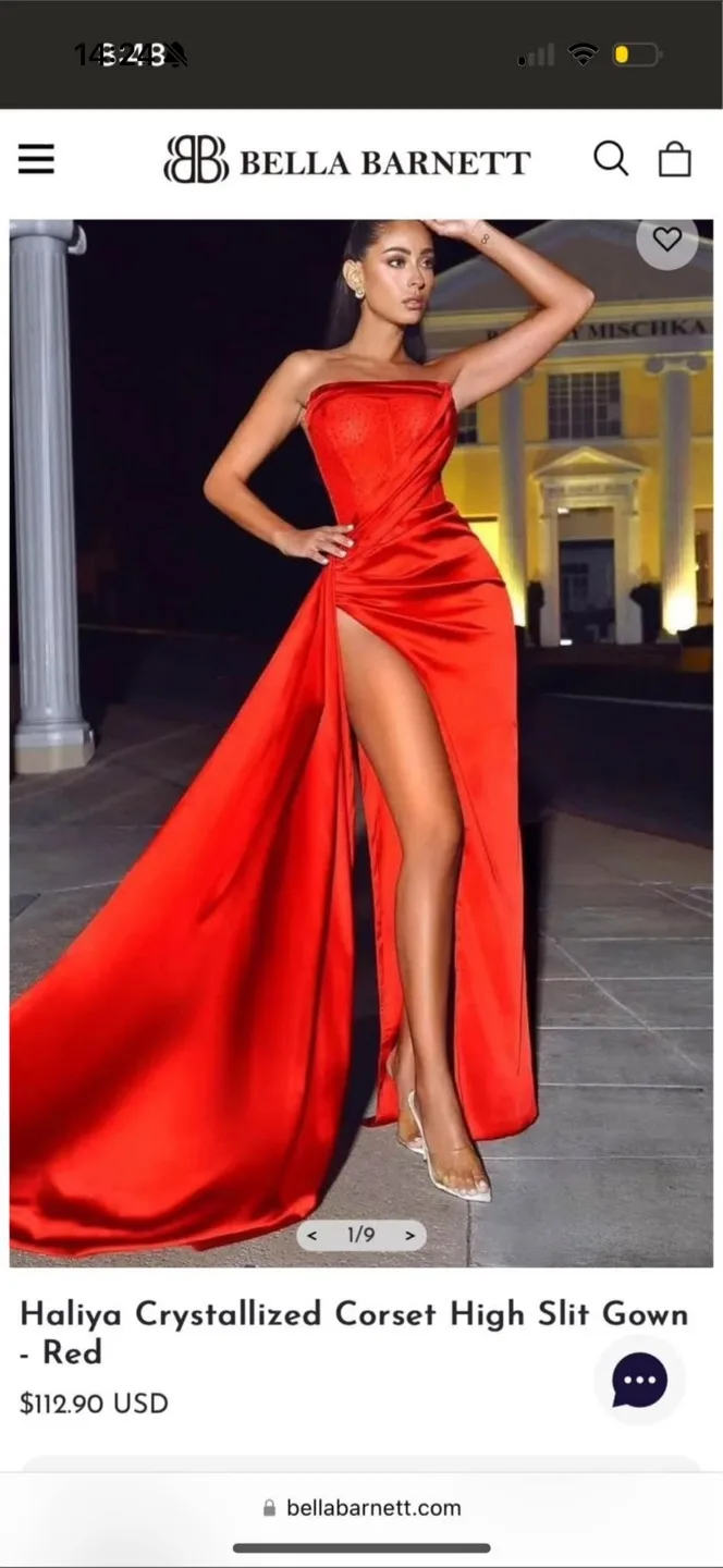 Bella Barnett Haliya Red Corset Gown thumbnail