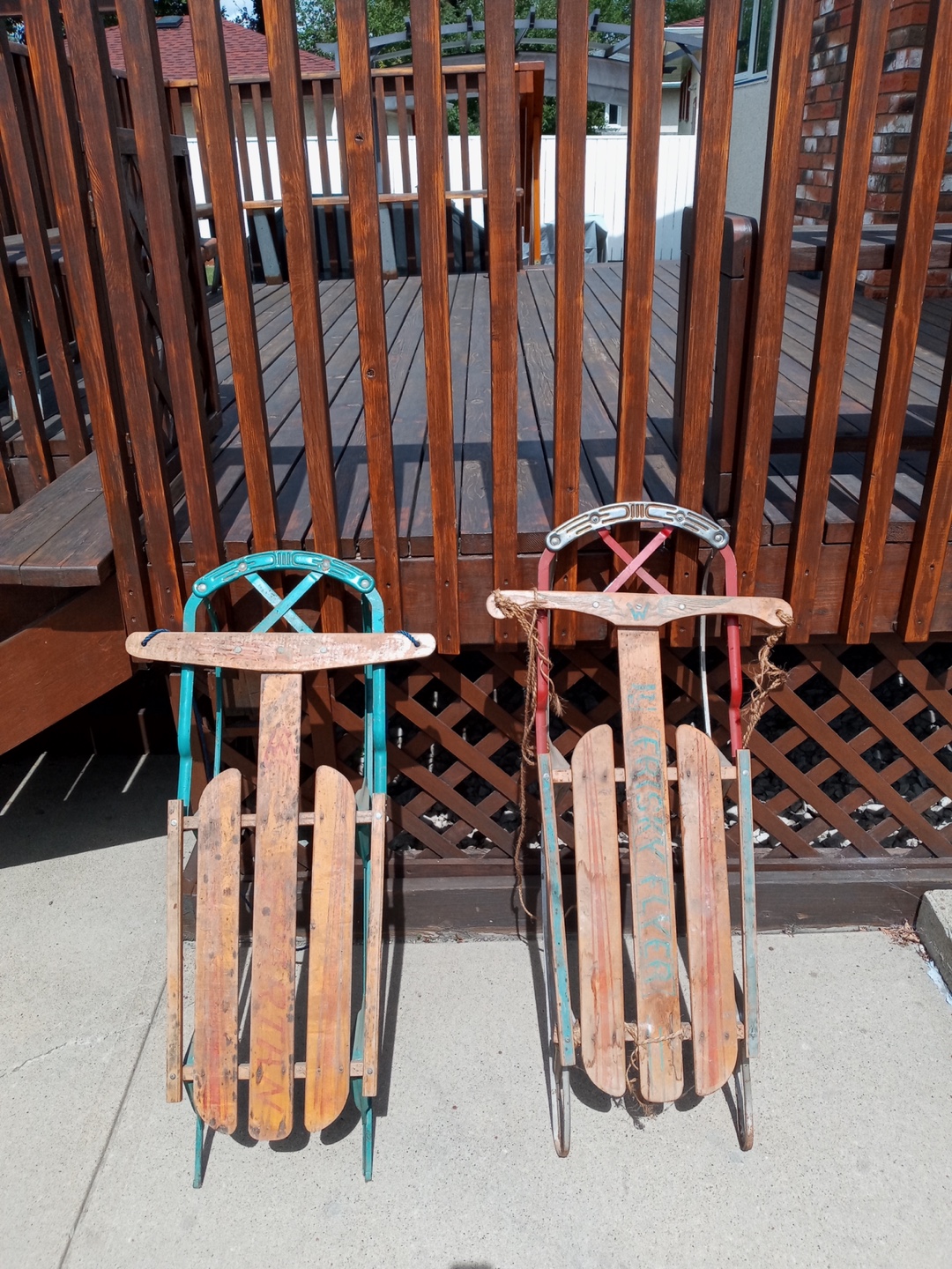 Vintage Wooden blue sled - photo 2