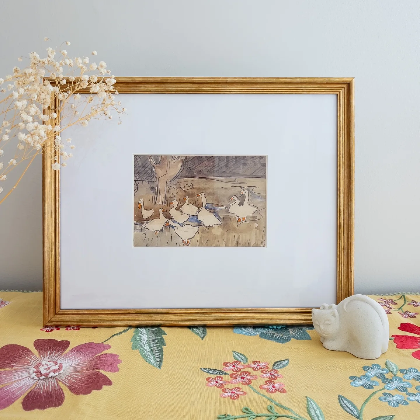 Cute Ducks Framed Vintage Art Print thumbnail