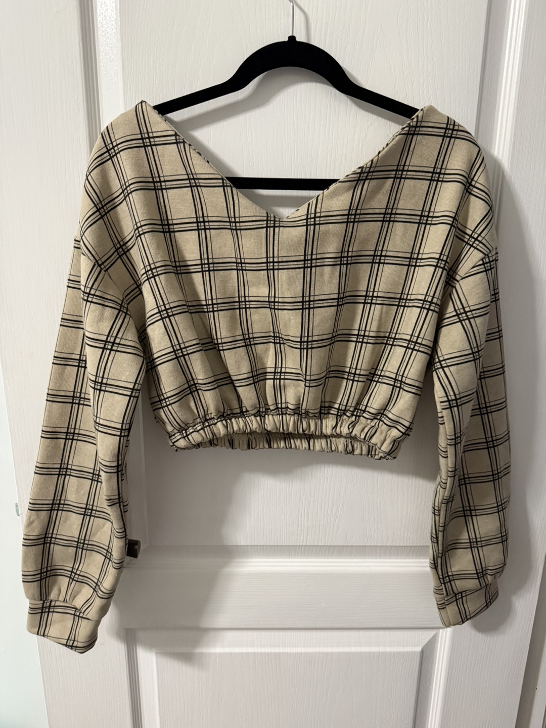 Plaid Crop Top Sweater- Size 6 - photo 2