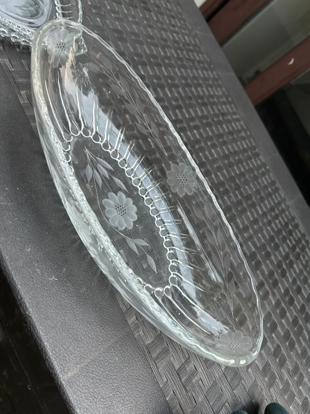 Clear Glass Serving Dish with Floral Design image indicator(3)