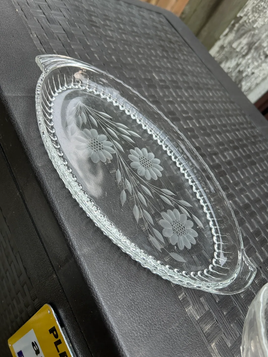 Clear Glass Serving Dish with Floral Design image indicator(2)