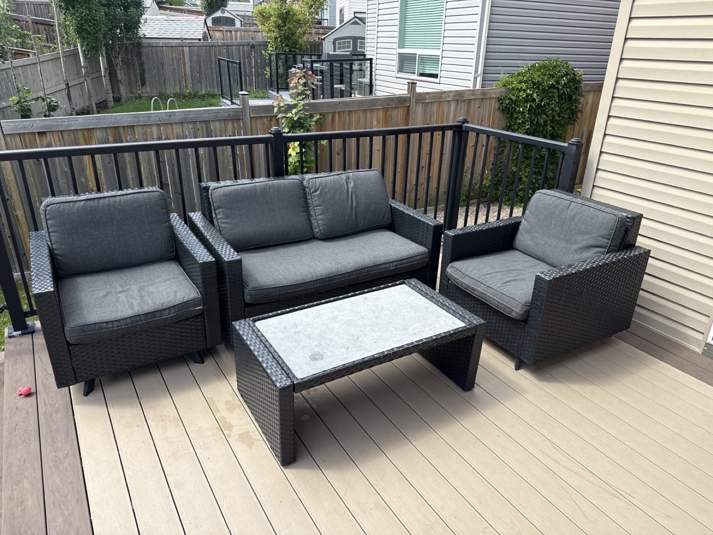 Outdoor Wicker Patio Set - Loveseat, Chairs & Table