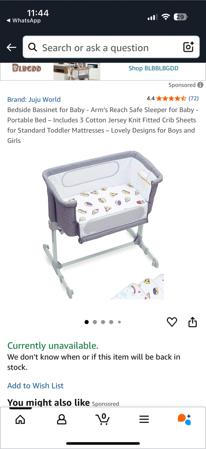 Juju World Bedside Bassinet for Baby - Portable Bed