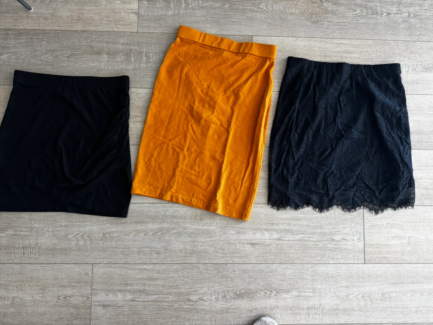 3 Skirts: Black, Mustard, Lace - Size S thumbnail