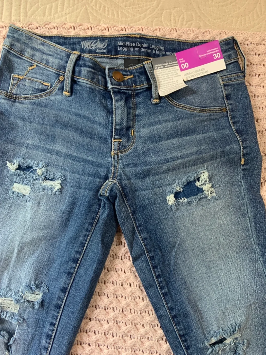 Mossimo Denim Mid-Rise Distressed Leggings - Size M thumbnail
