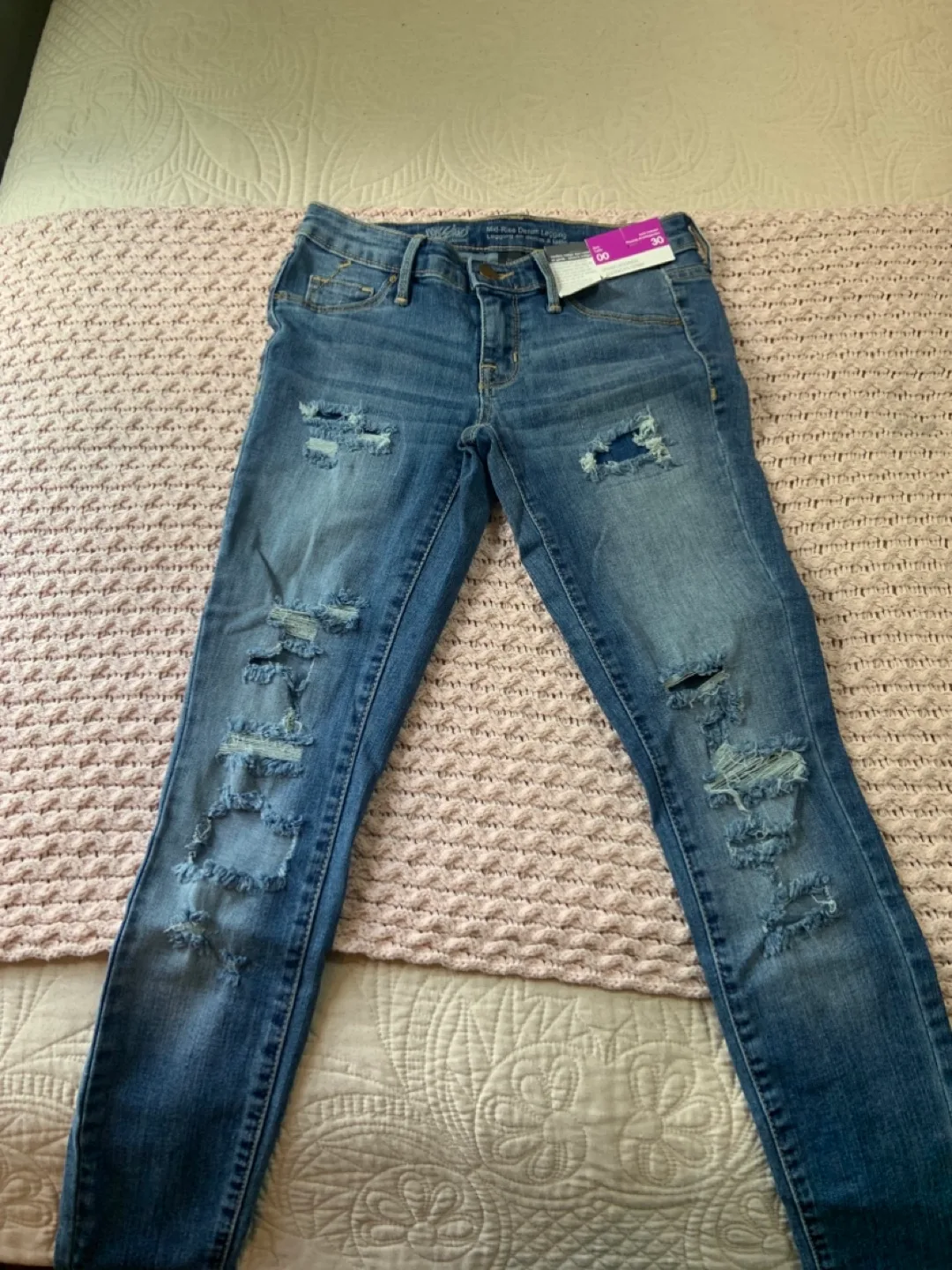 Mossimo Denim Mid-Rise Distressed Leggings - Size M image indicator(2)