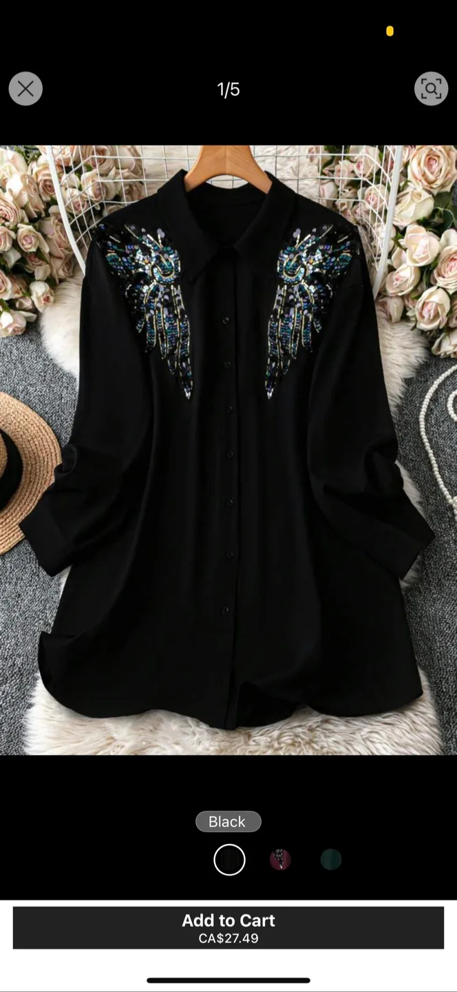 Black Blouse with Wing Detail thumbnail
