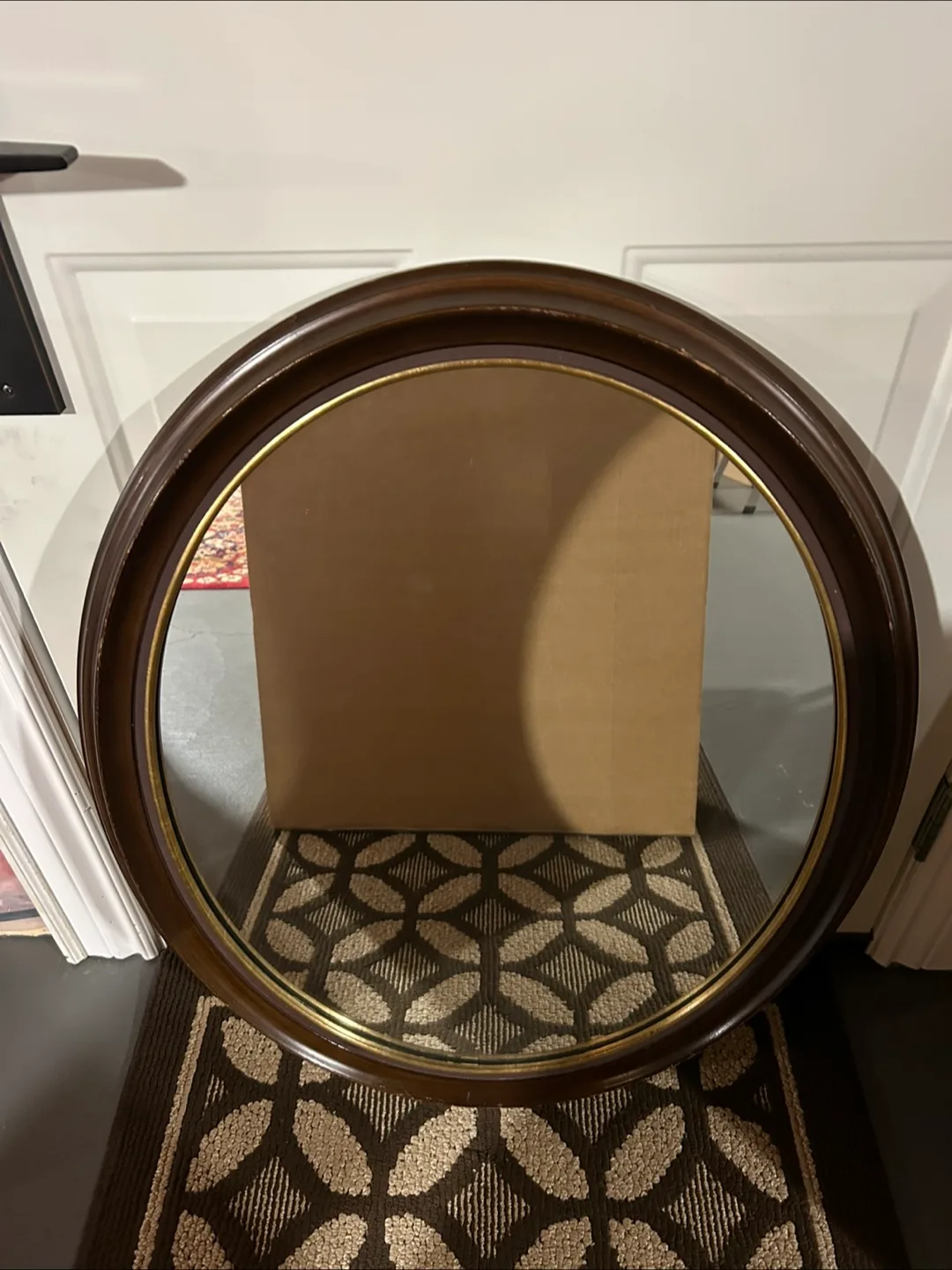 Round Wood Framed Mirror thumbnail