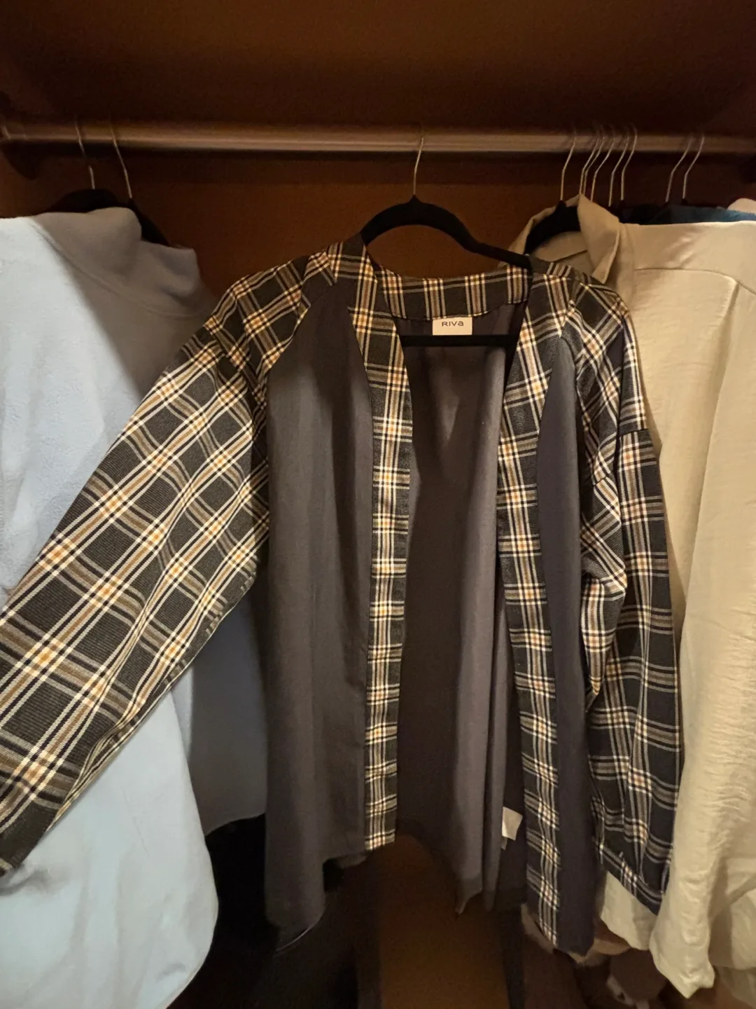 Riva Plaid & Solid Panel Blouse thumbnail