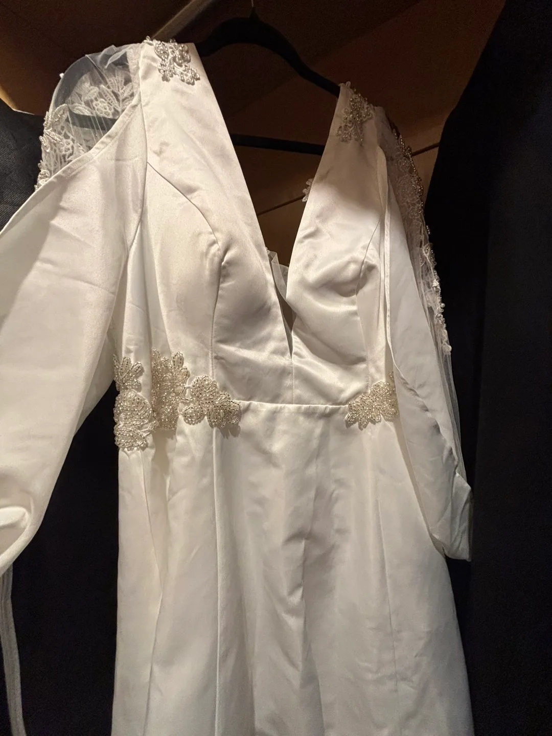 White Wedding Dress with Pearl Details thumbnail