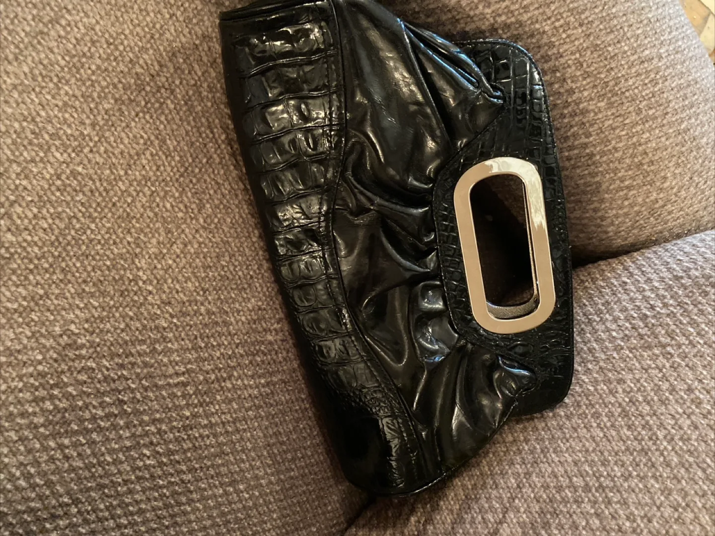 Black Clutch with Croc Pattern