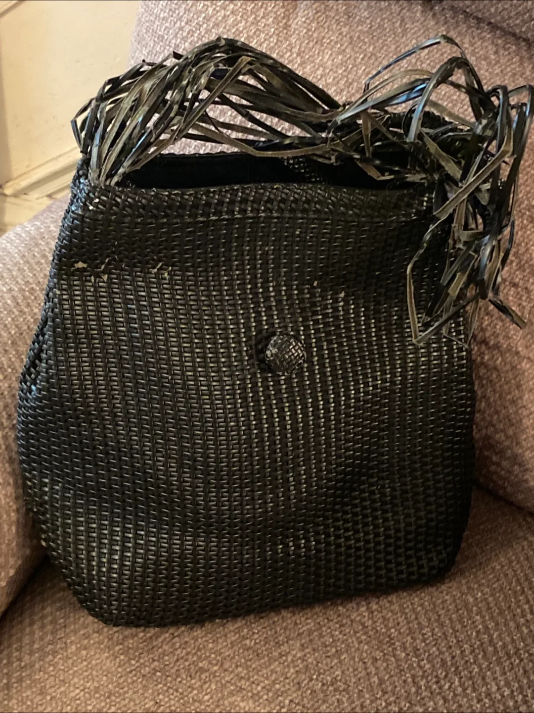 Black Woven Handbag
