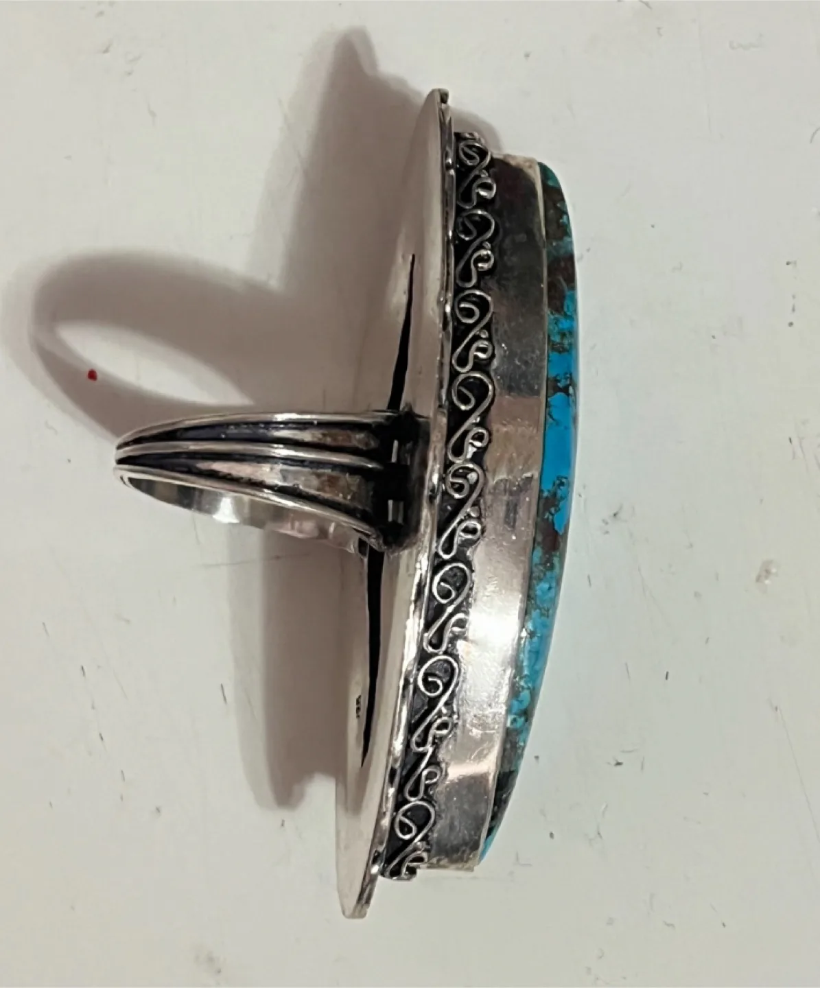 Turquoise & Sterling Silver Statement Ring Size 9 image indicator(2)